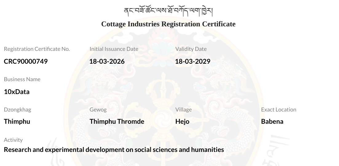 10XData license document 2